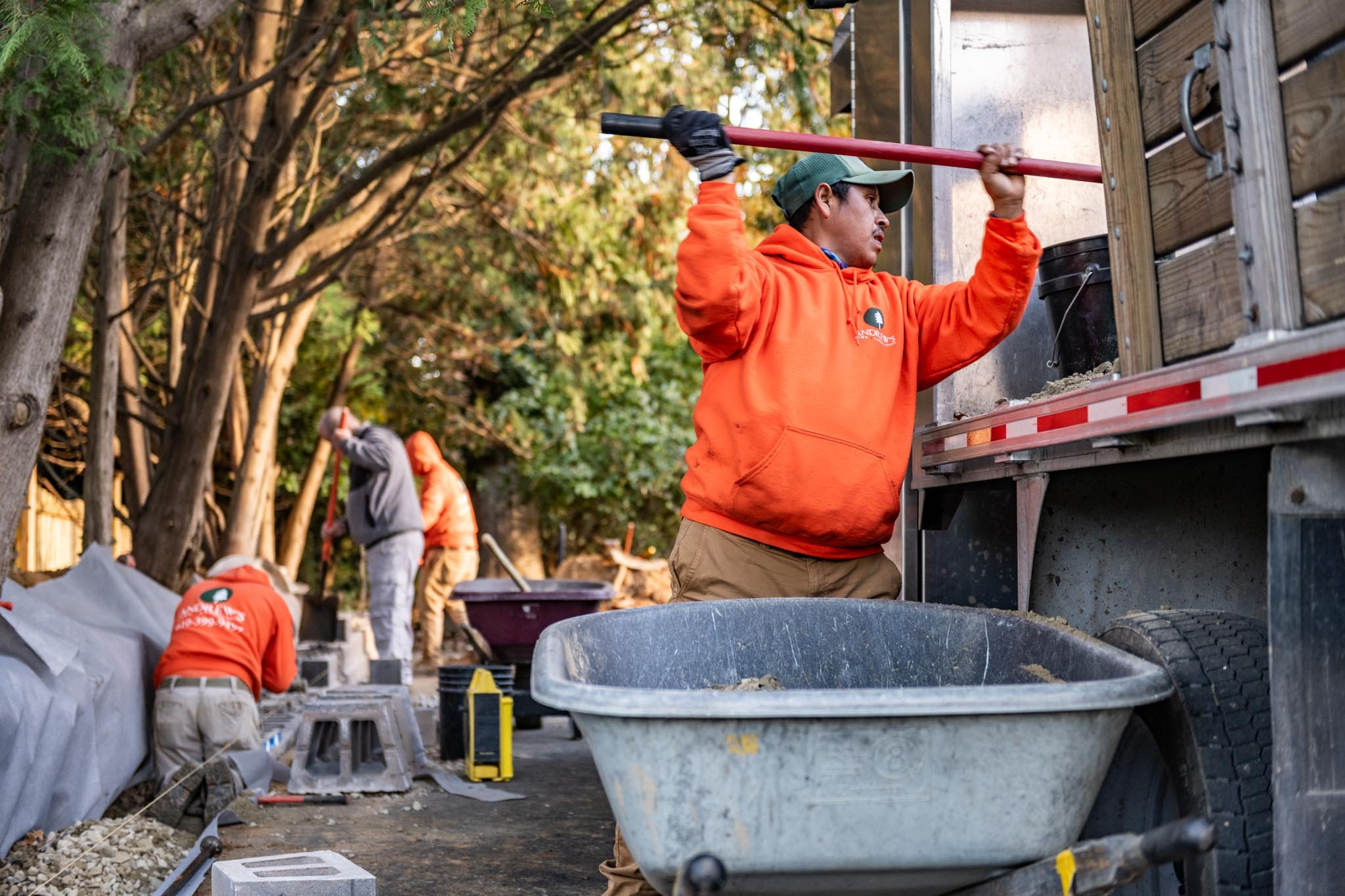 Commercial Landscape Construction, Retaining Wall, Design Build