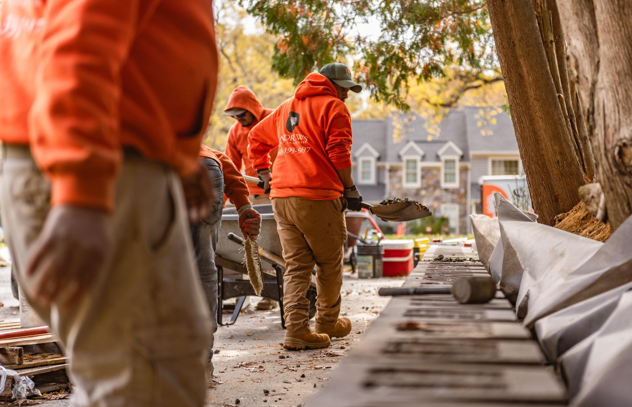 Andrews Lawn and Landscaping Construction Retaining Wall Team